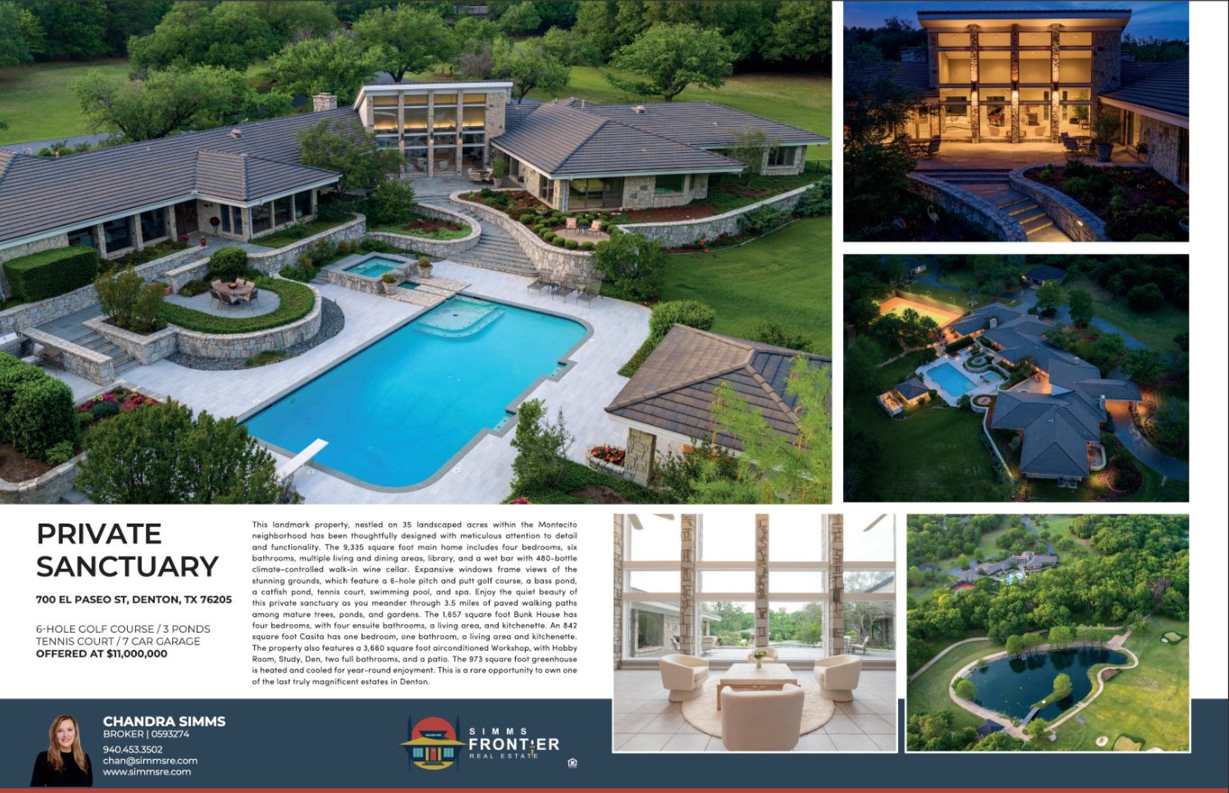 Violet Crowned Media real estate photography featured in Haven Dallas/Fort Worth magazine, July 2026 — two-page spread of the Private Sanctuary estate in Denton, Texas